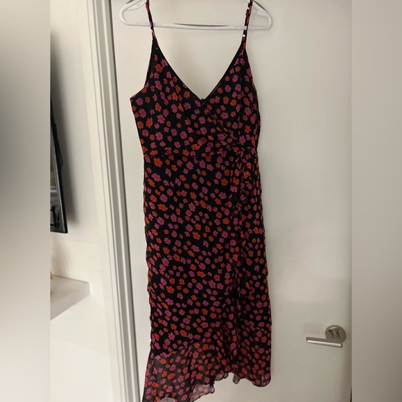 Patterned midi dress with ruffle detail. High low.  Worn once. - Picture 3 of 8